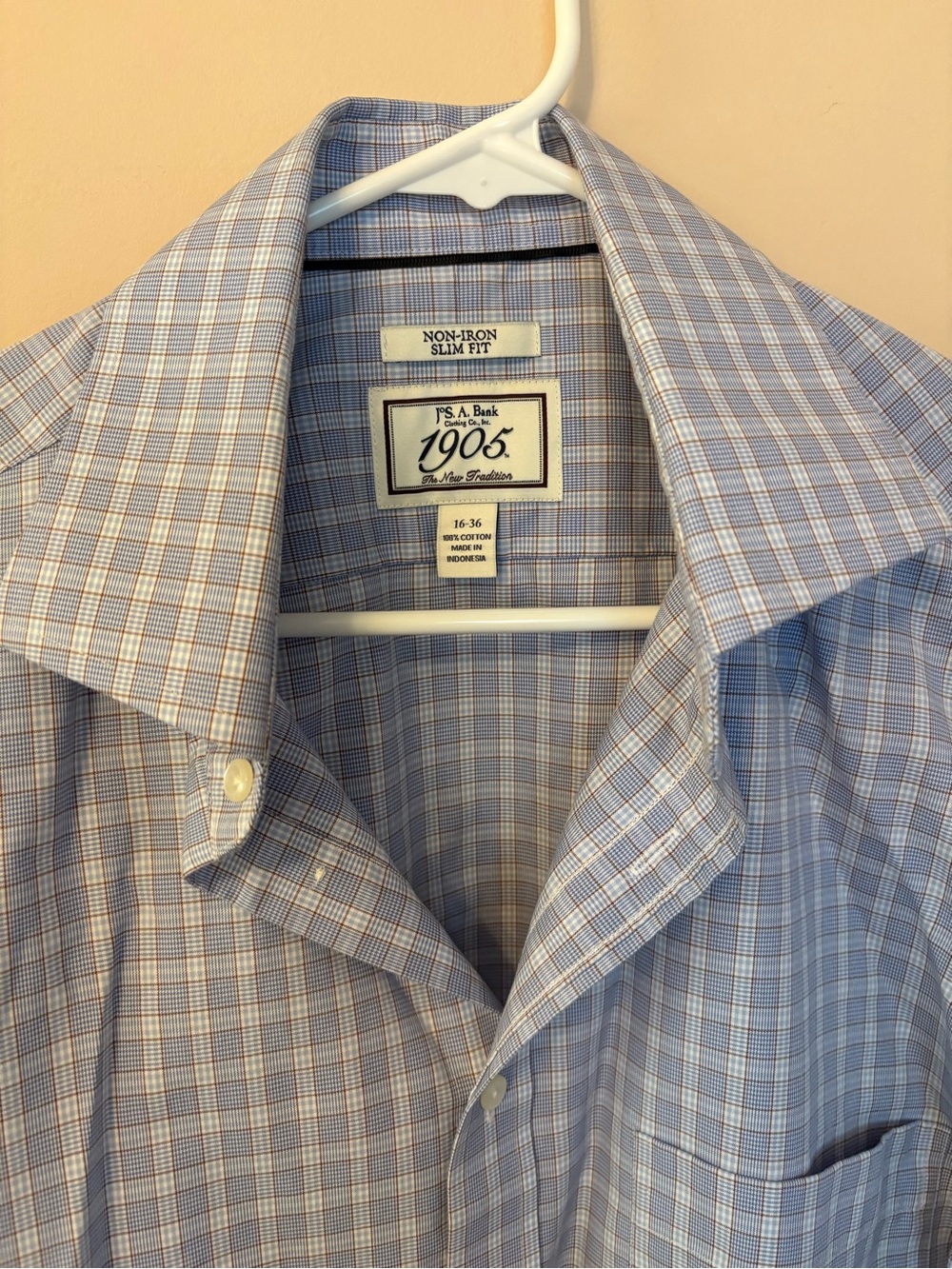 Jos. A. Bank Light Blue Windowpane Dress Shirt - Picture 3 of 6